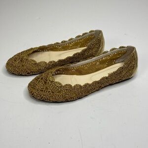 All Black Brand Gold Embellished Womens Flats Size 9.5